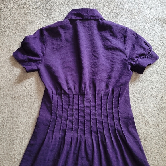 Theory Meili linen blend pintuck short sleeve dress size 2 - Picture 9 of 12